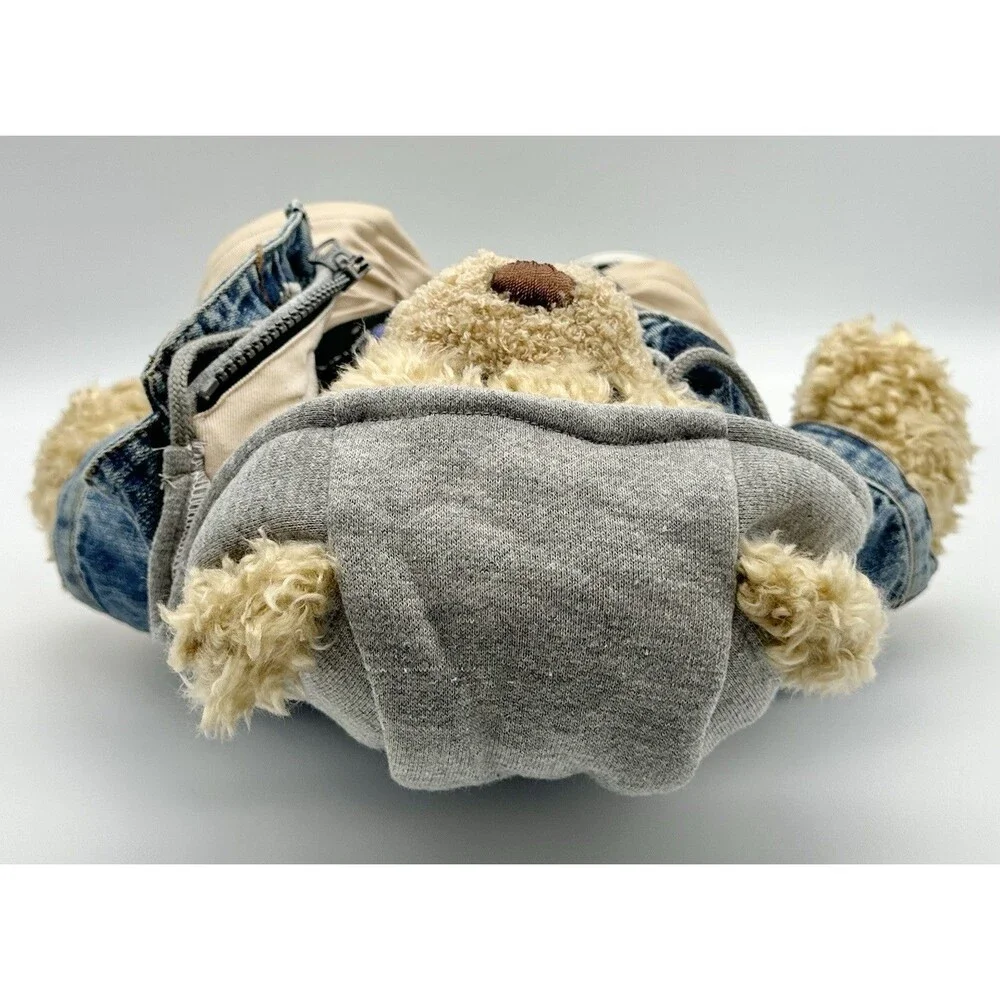 Build-A-Bear Workshop Curly Teddy Bear Denim Jacket Hoodie Outfit Shoes Plush